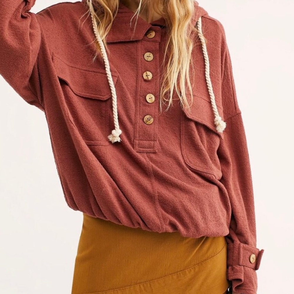 FREE PEOPLE BEACH SAIL AWAY PULLOVER HOODIE SIZE SMALL